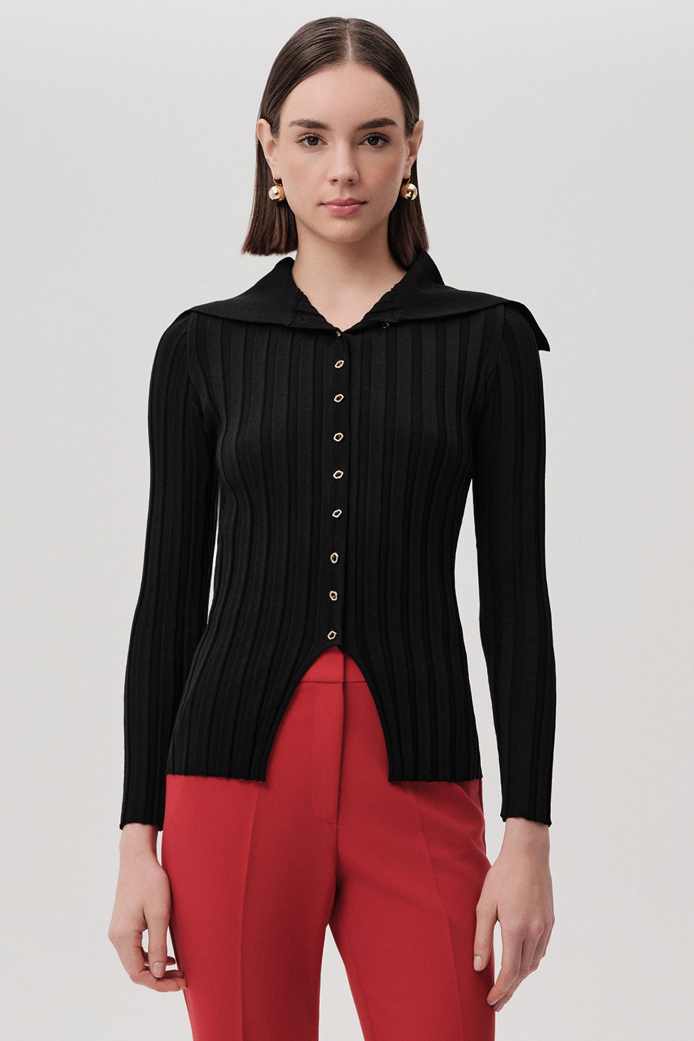 Elsa Shirt Collar Knit Cardigan