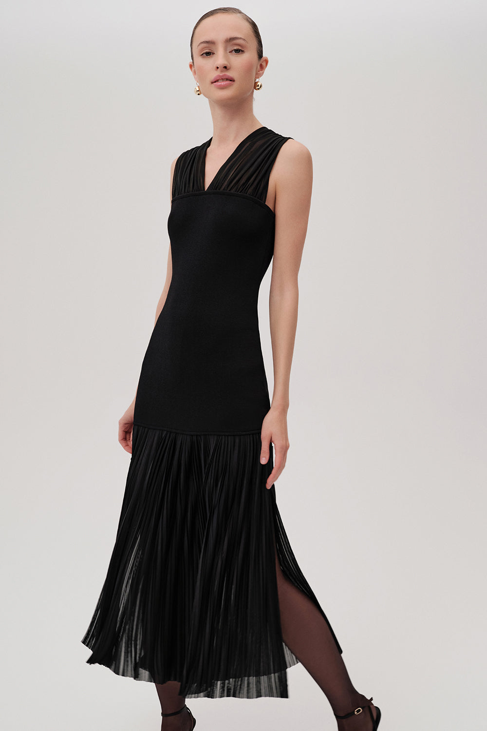 Avangeline Black Crew Neck Knit Dress