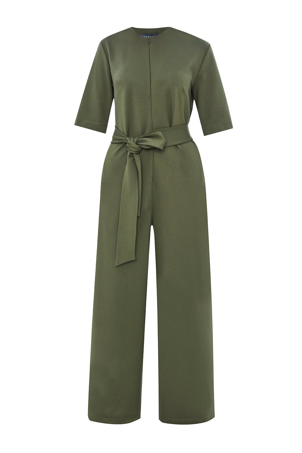 Cynthia Short Sleeve V-Neck Knit Jumpsuit with Pockets