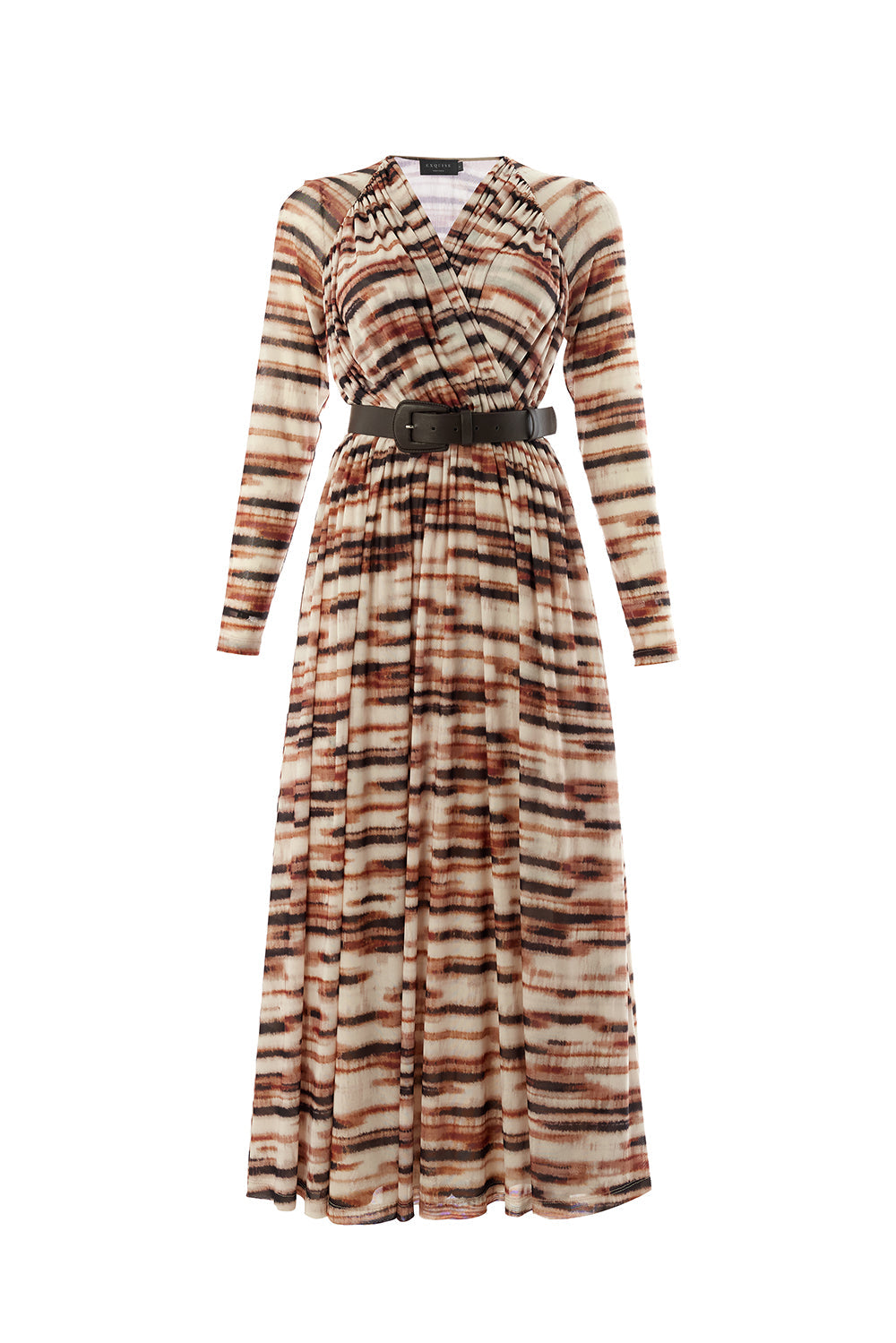 Bellamy Printed Long Sleeve V-Neck Knit Dress