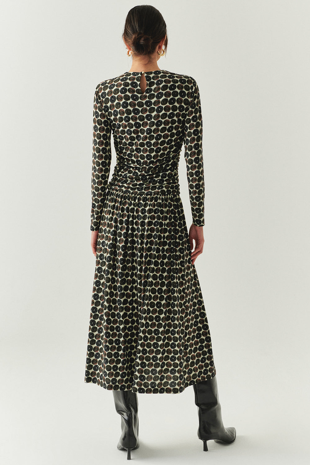 Janiyah Geo Print Long Sleeve Crew Neck Knit Dress