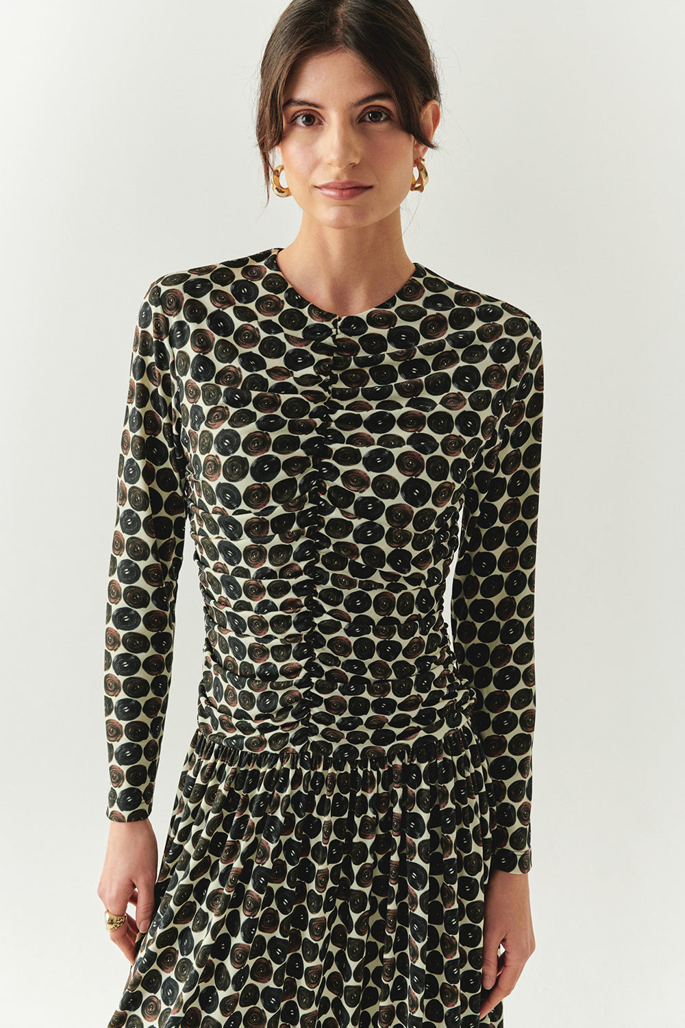 Janiyah Geo Print Long Sleeve Crew Neck Knit Dress