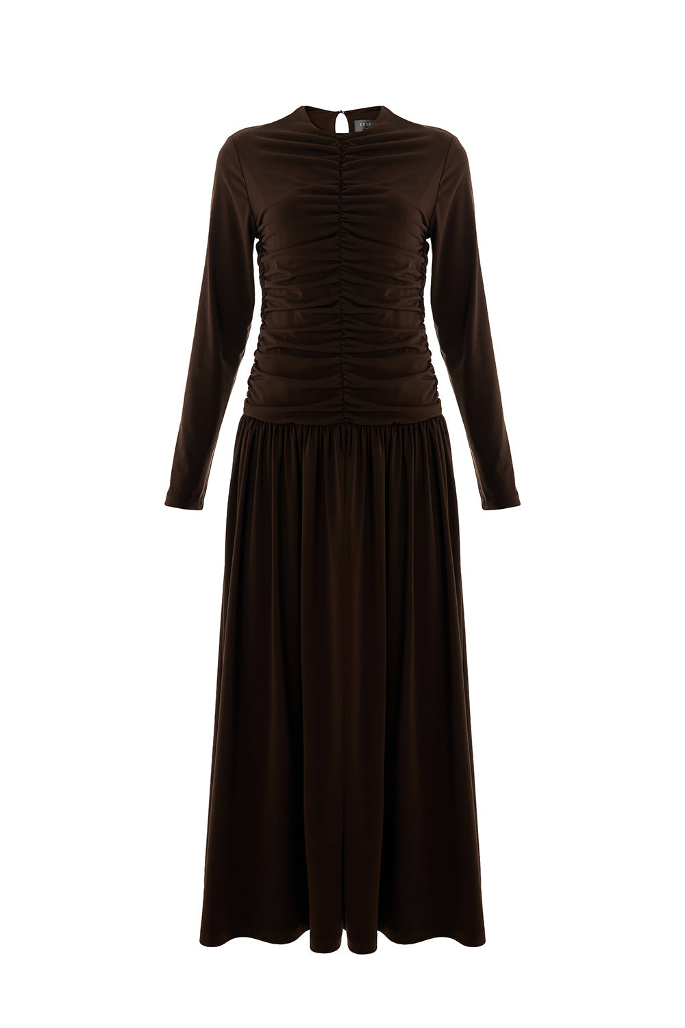Melany Brown Long Sleeve V-Neck Knit Dress