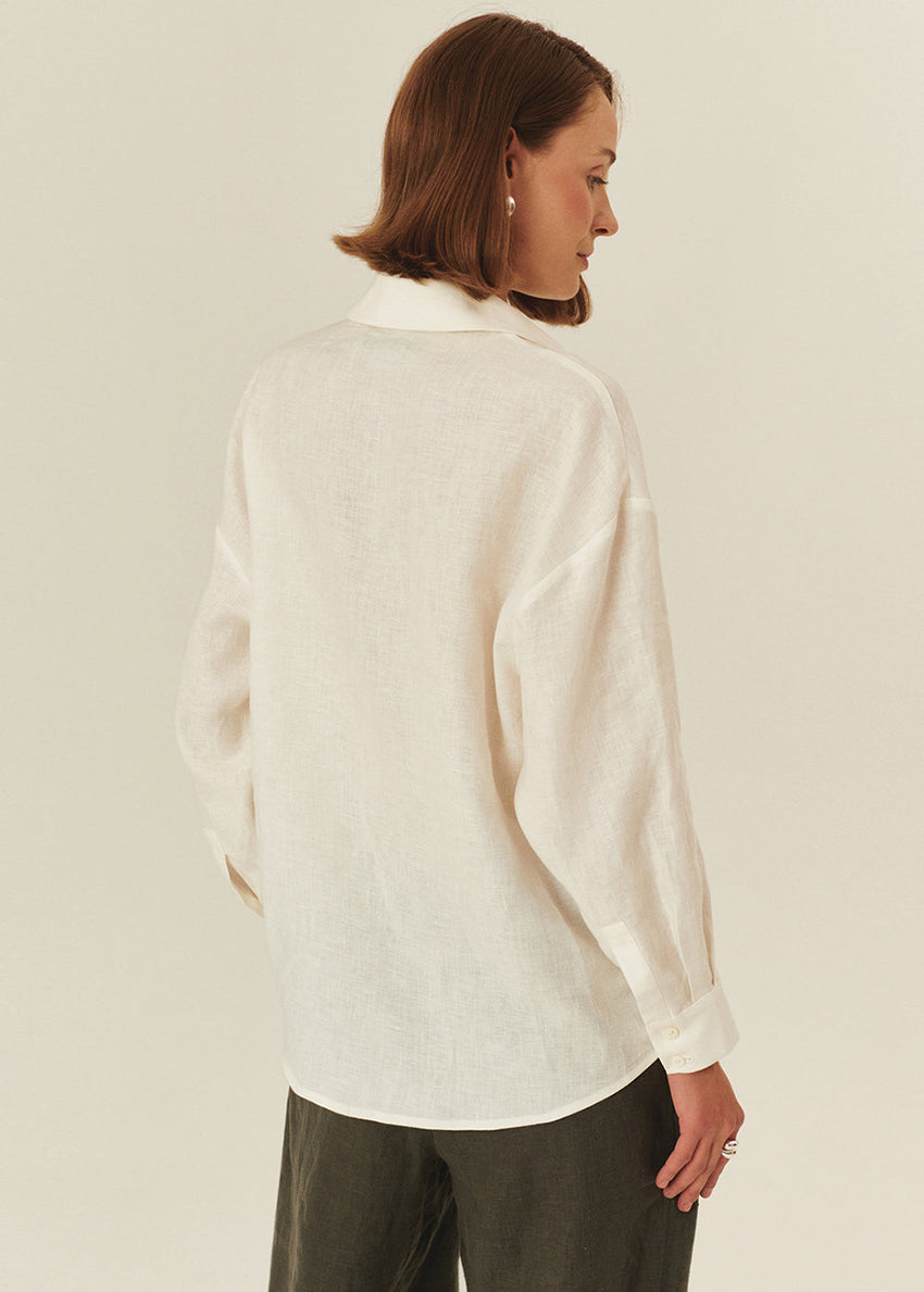 Floral Embroidered Linen Shirt