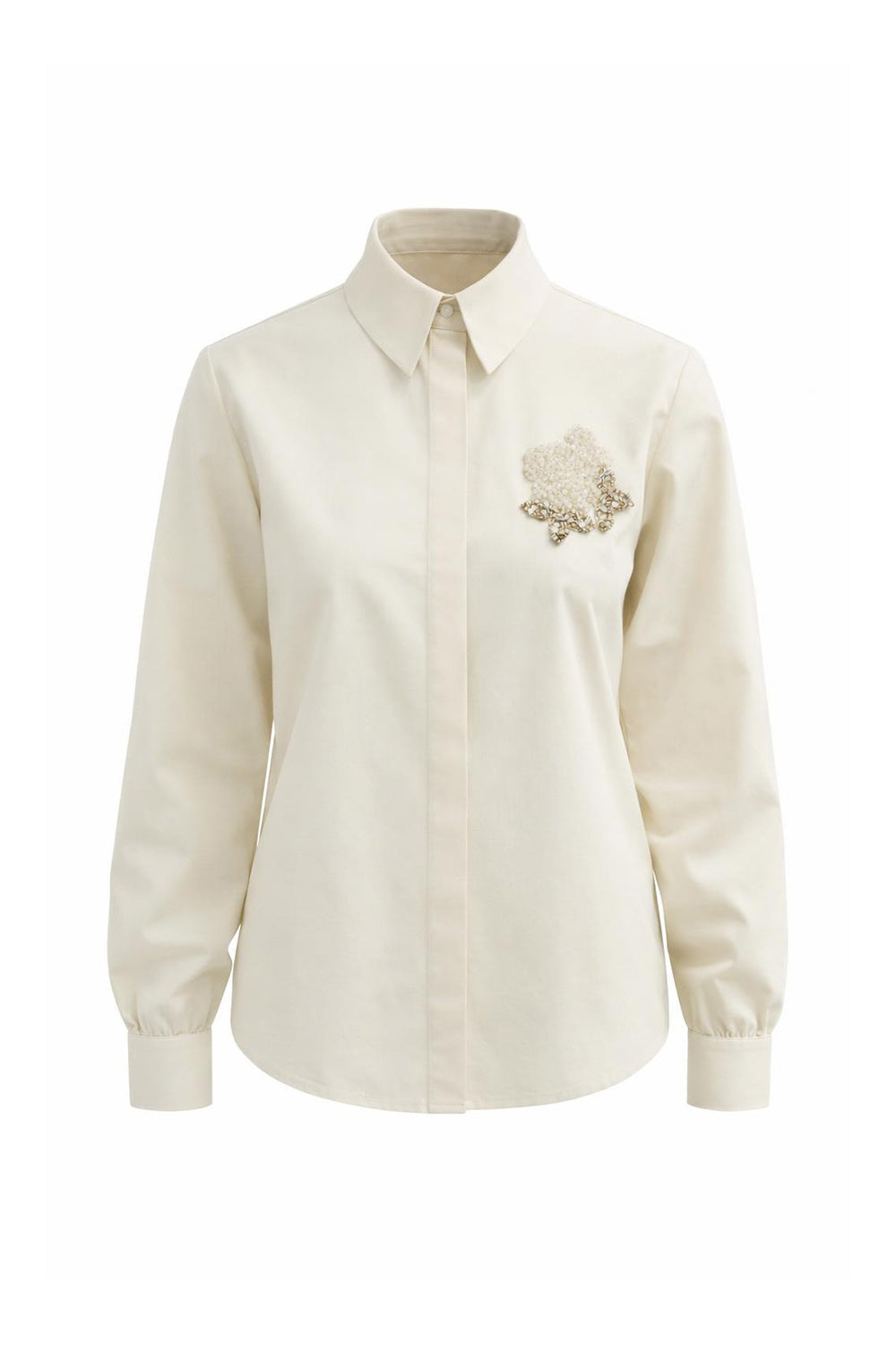 Hallie Embroidered Cotton Shirt - YELLOW