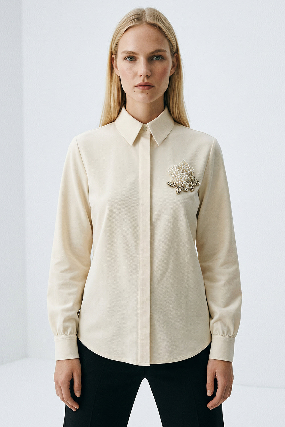 Hallie Embroidered Cotton Shirt - YELLOW