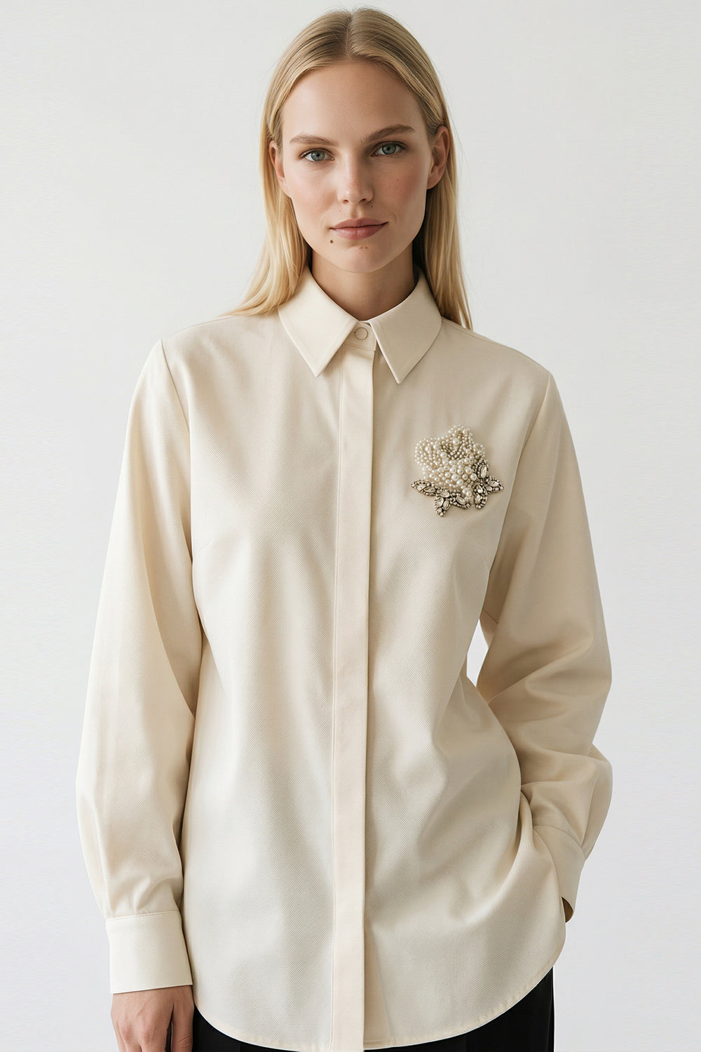 Hallie Embroidered Cotton Shirt - YELLOW