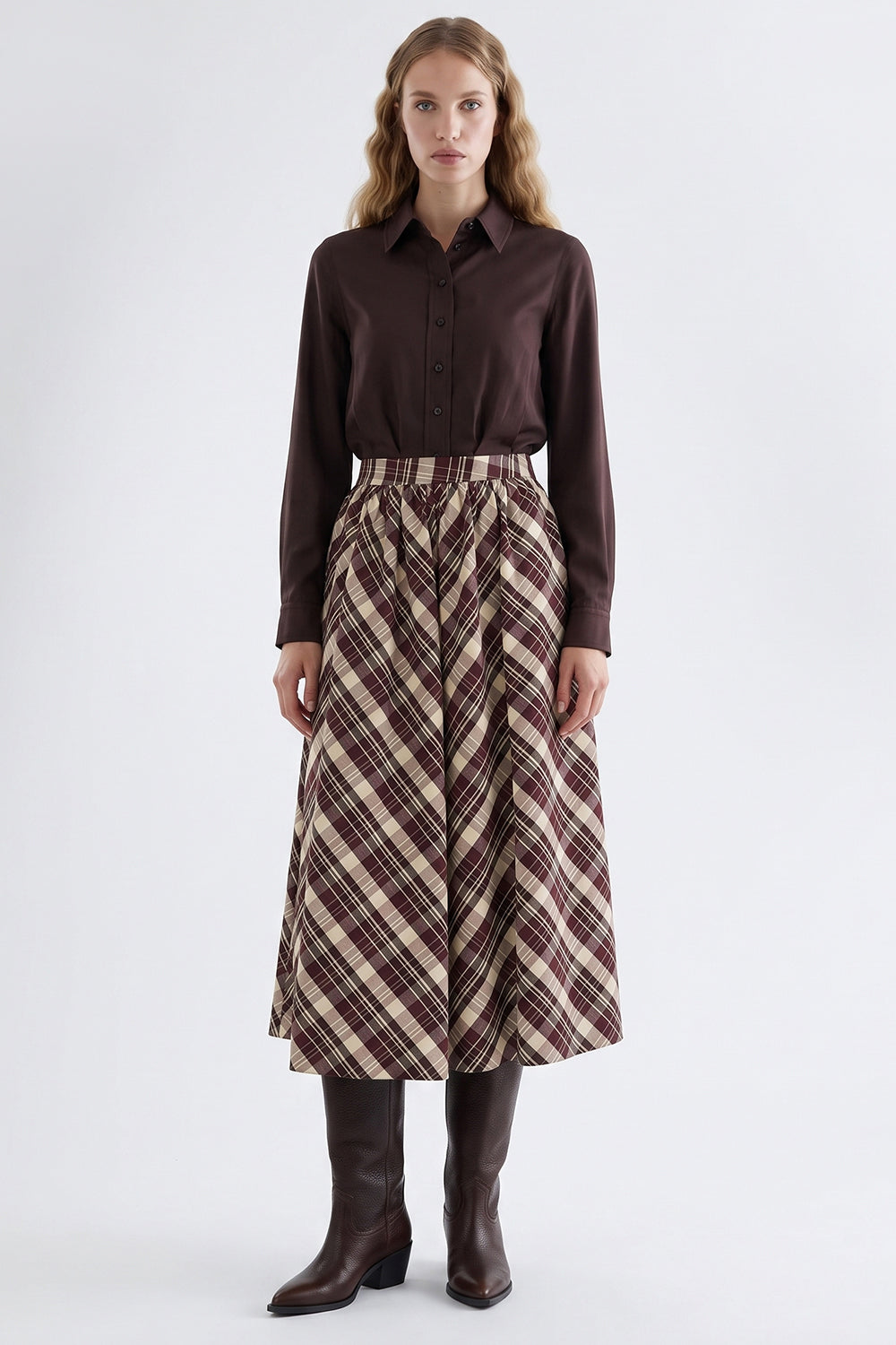 Pleated Midi Skirt with Pockets - MULTICOLOR
