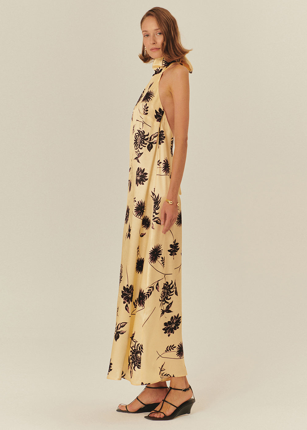 Halterneck Floral Viscose Maxi Dress