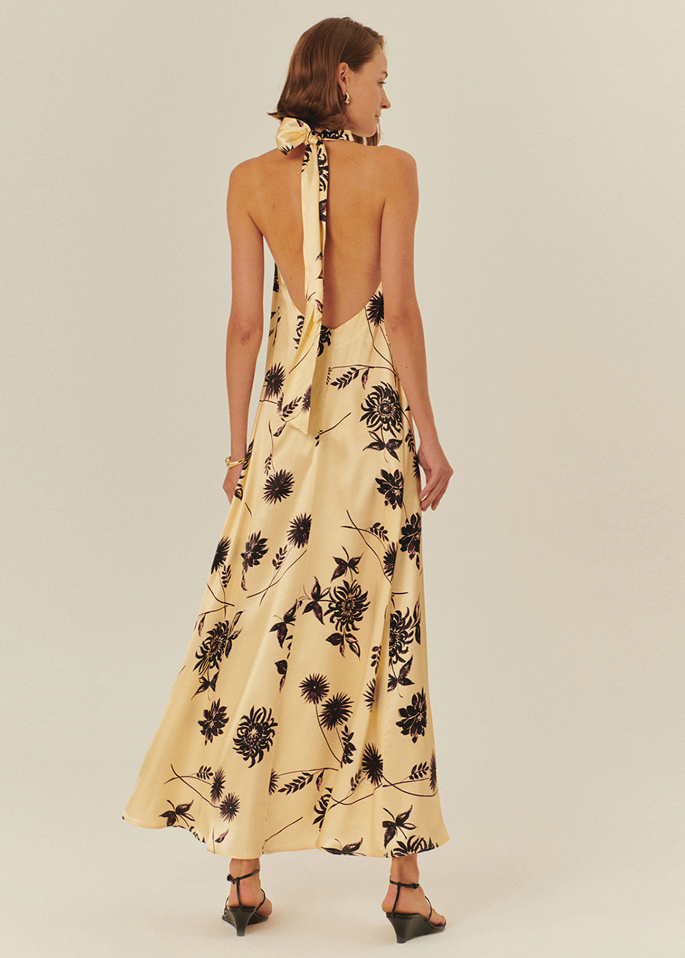 Halterneck Floral Viscose Maxi Dress