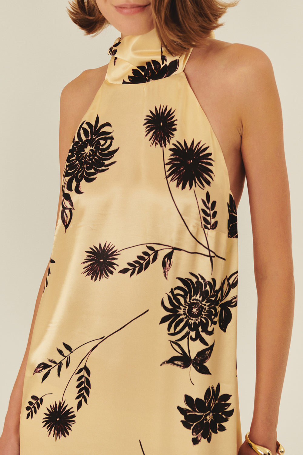 Halterneck Floral Viscose Maxi Dress