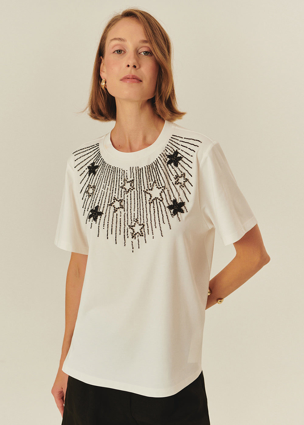 Star Embroidered Regular Fit T-Shirt