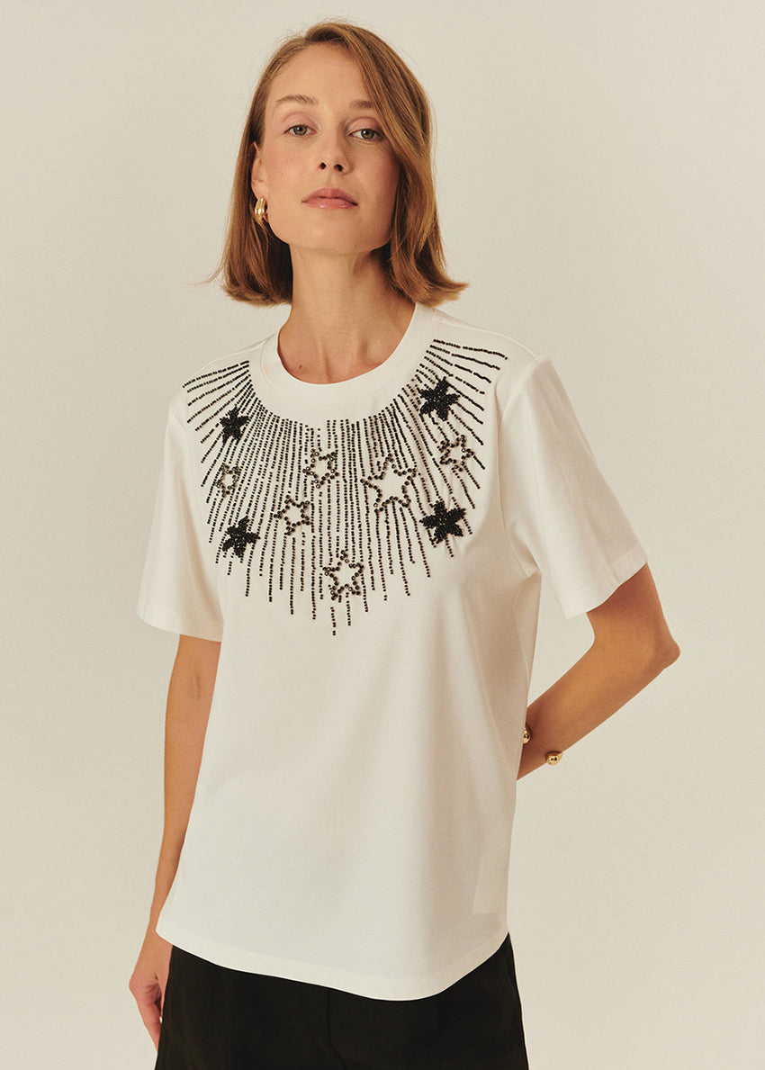 Star Embroidered Regular Fit T-Shirt