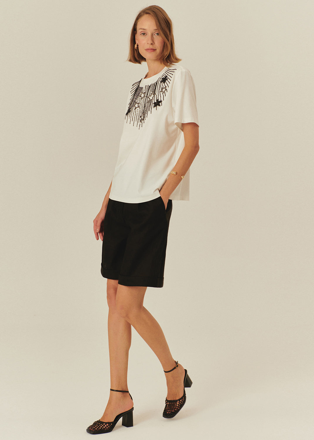 Star Embroidered Regular Fit T-Shirt