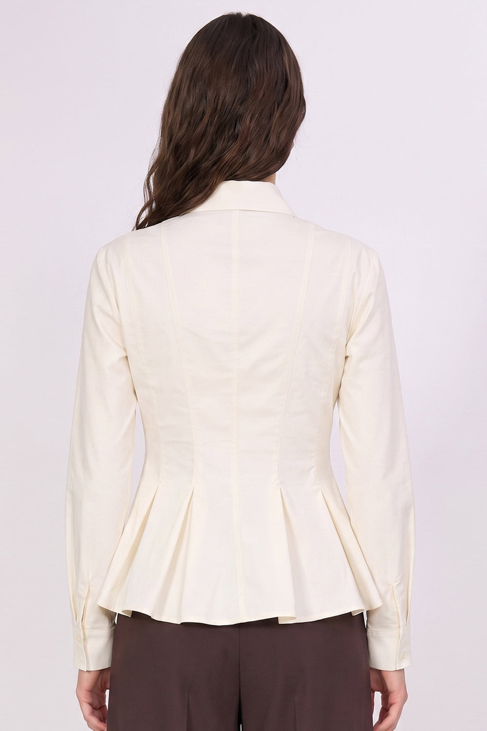 Fitted Pleated Long Sleeve Shirt - ECRU
