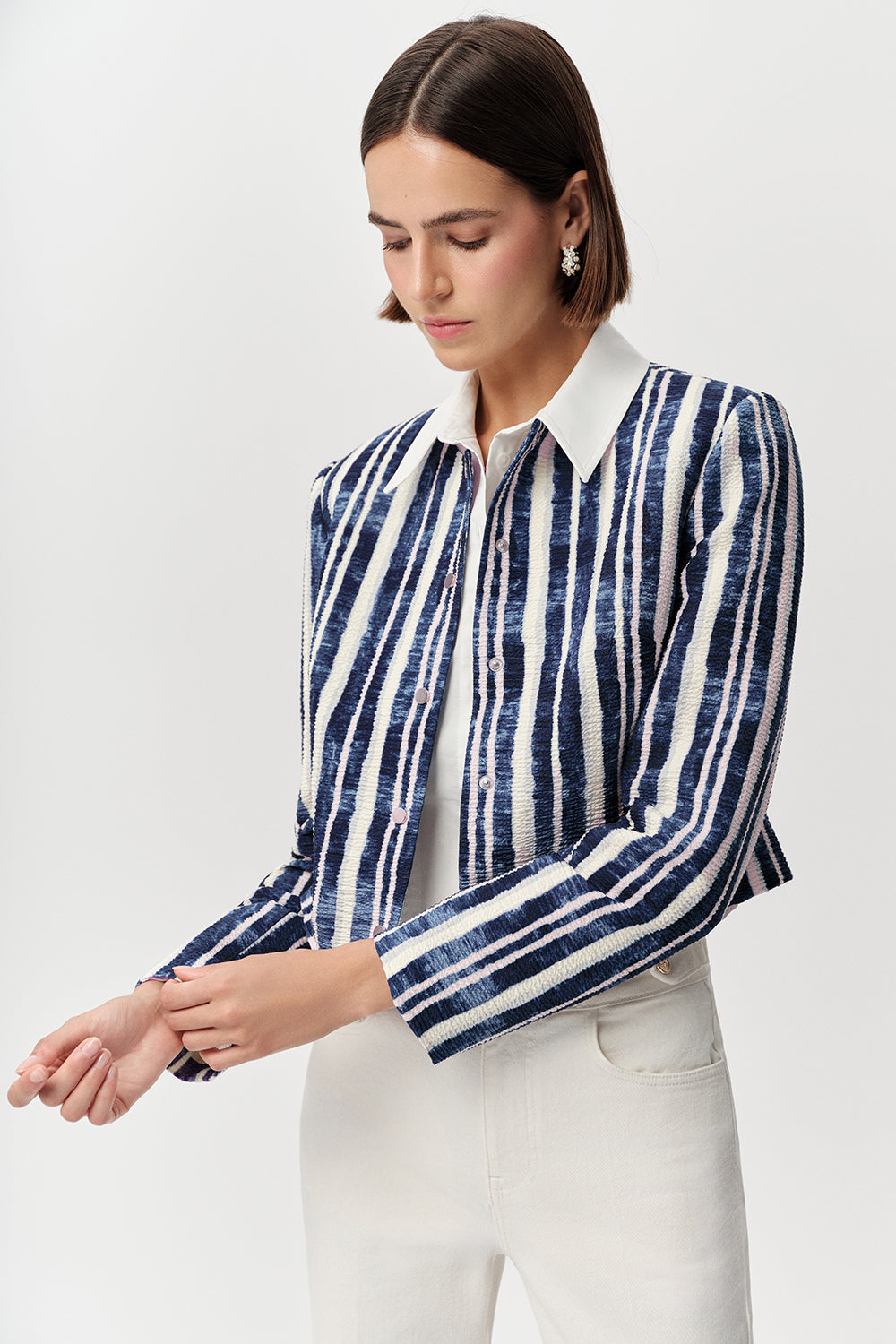 Crew Neck Jacket - ROYAL BLUE-BONE