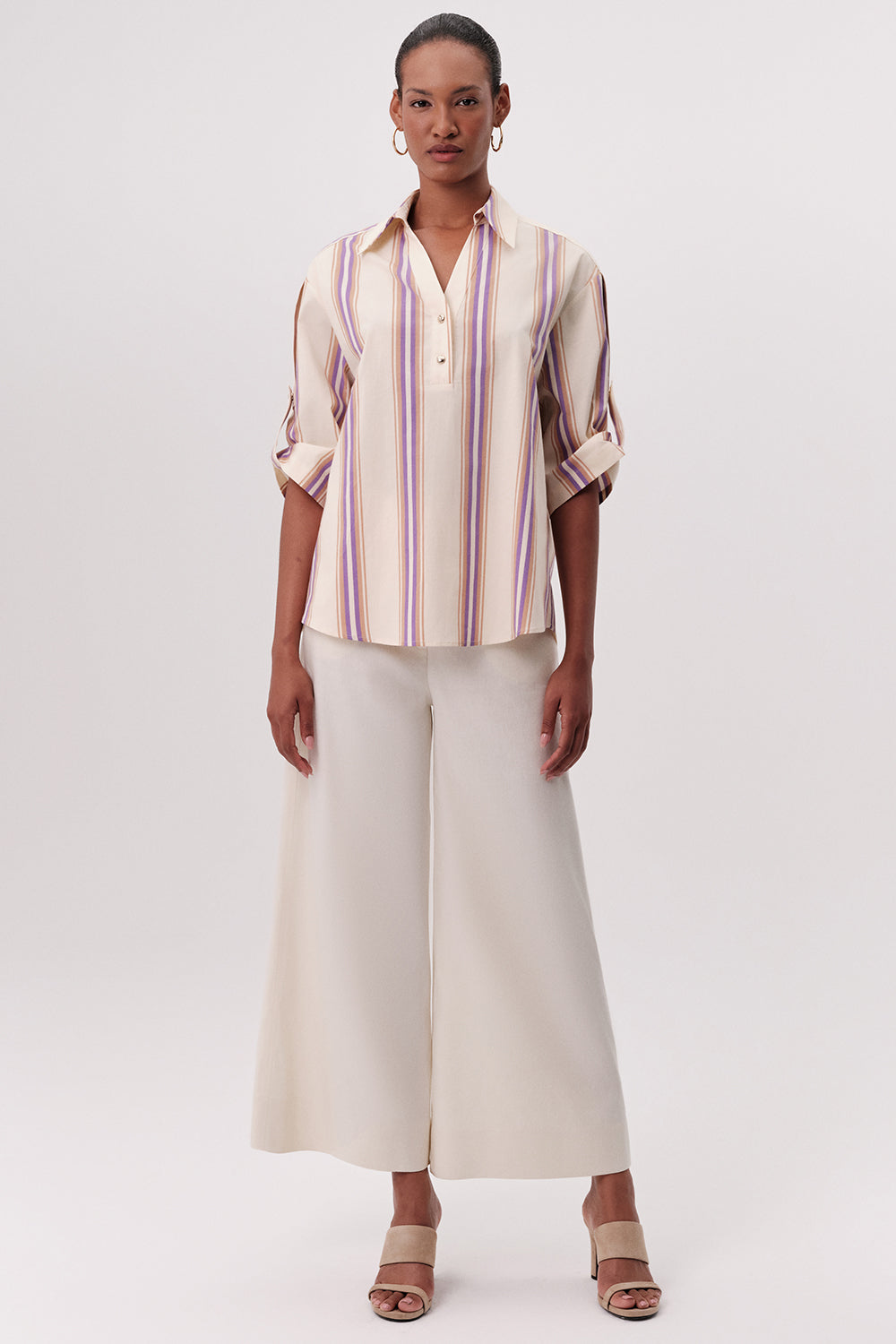 Melissa Short Sleeve Blouse - MULTI COLOR