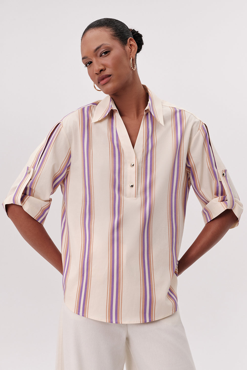 Melissa Short Sleeve Blouse - MULTI COLOR