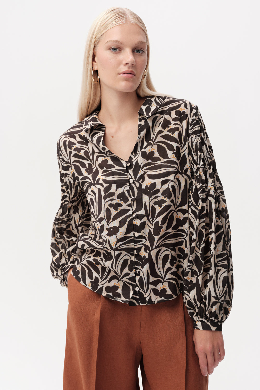 Button Up Shirt Collar Long Sleeve Shirt - MULTICOLOR
