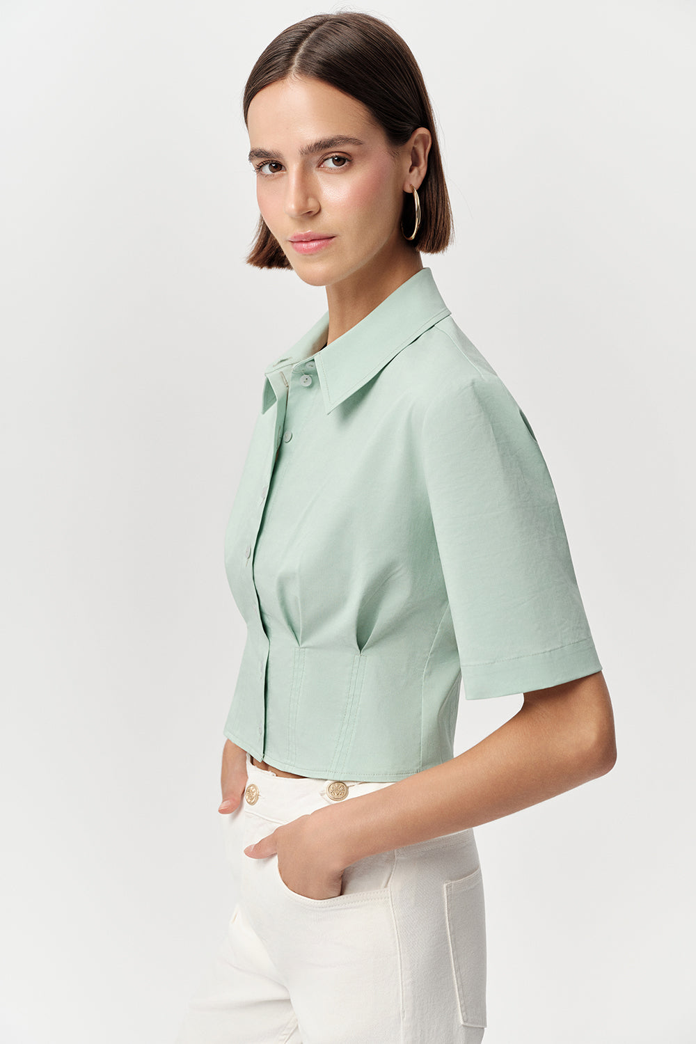 Charm Short Sleeve Crop Shirt - MINT
