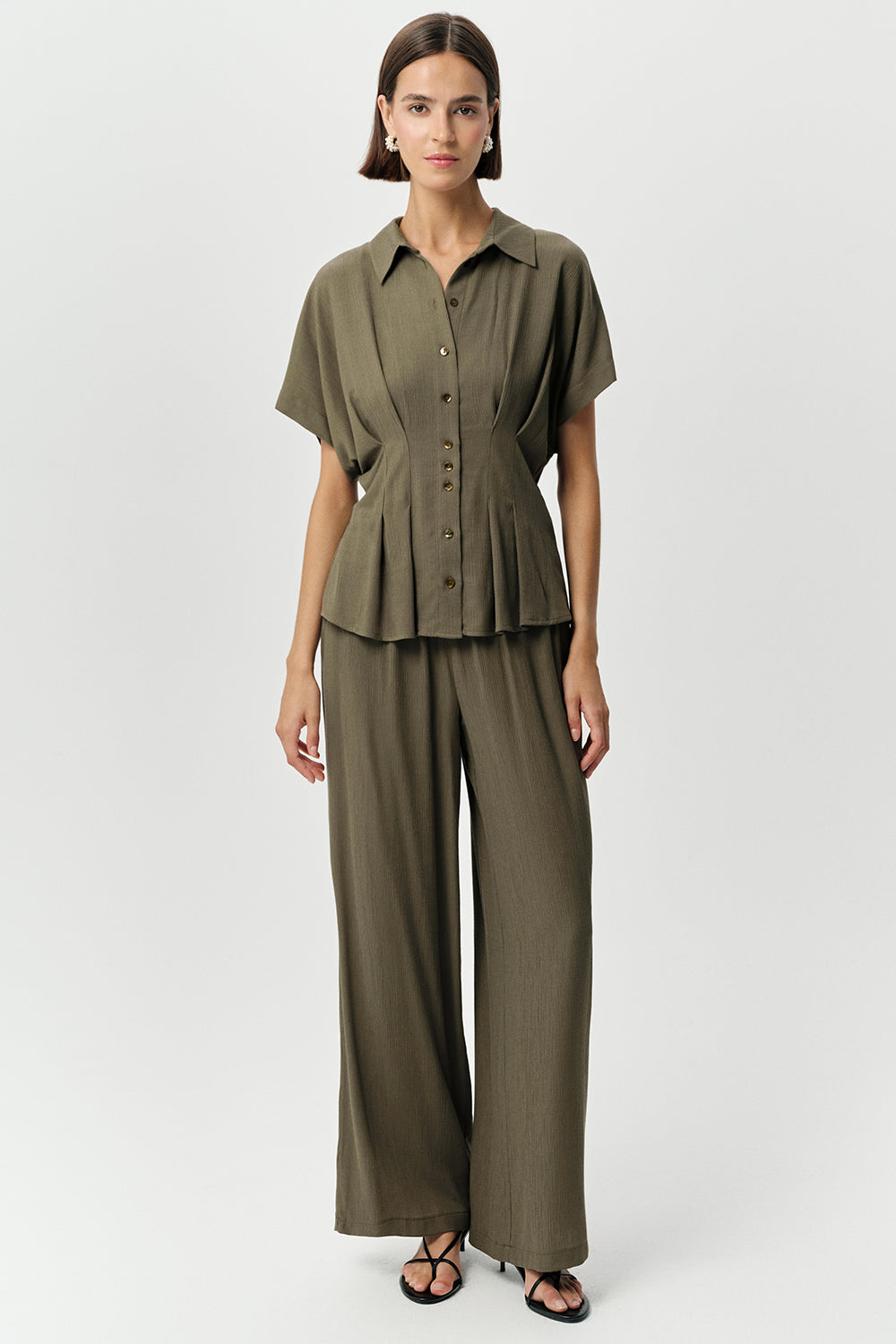 Loni Crinkle Shirt - KHAKI