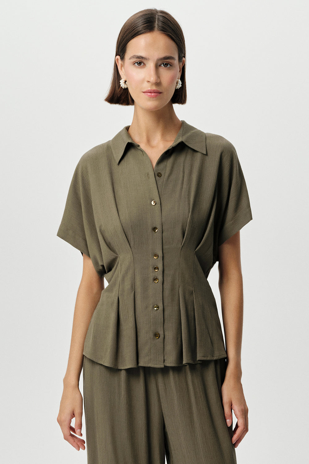Loni Crinkle Shirt - KHAKI