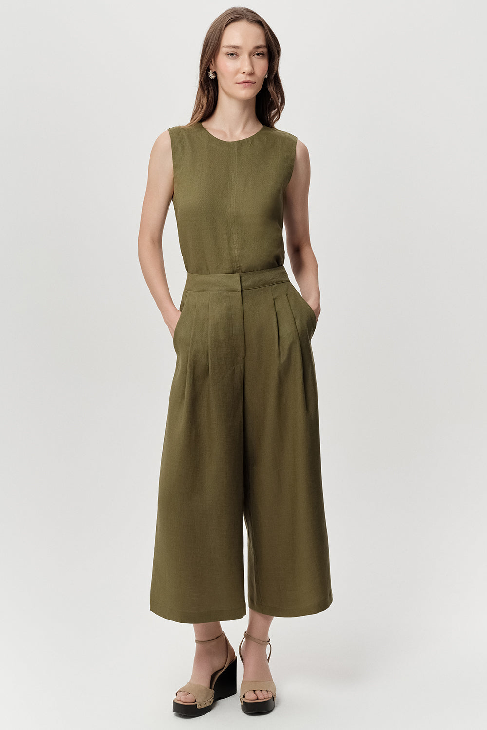 Linen Pants with Pockets - KHAKI