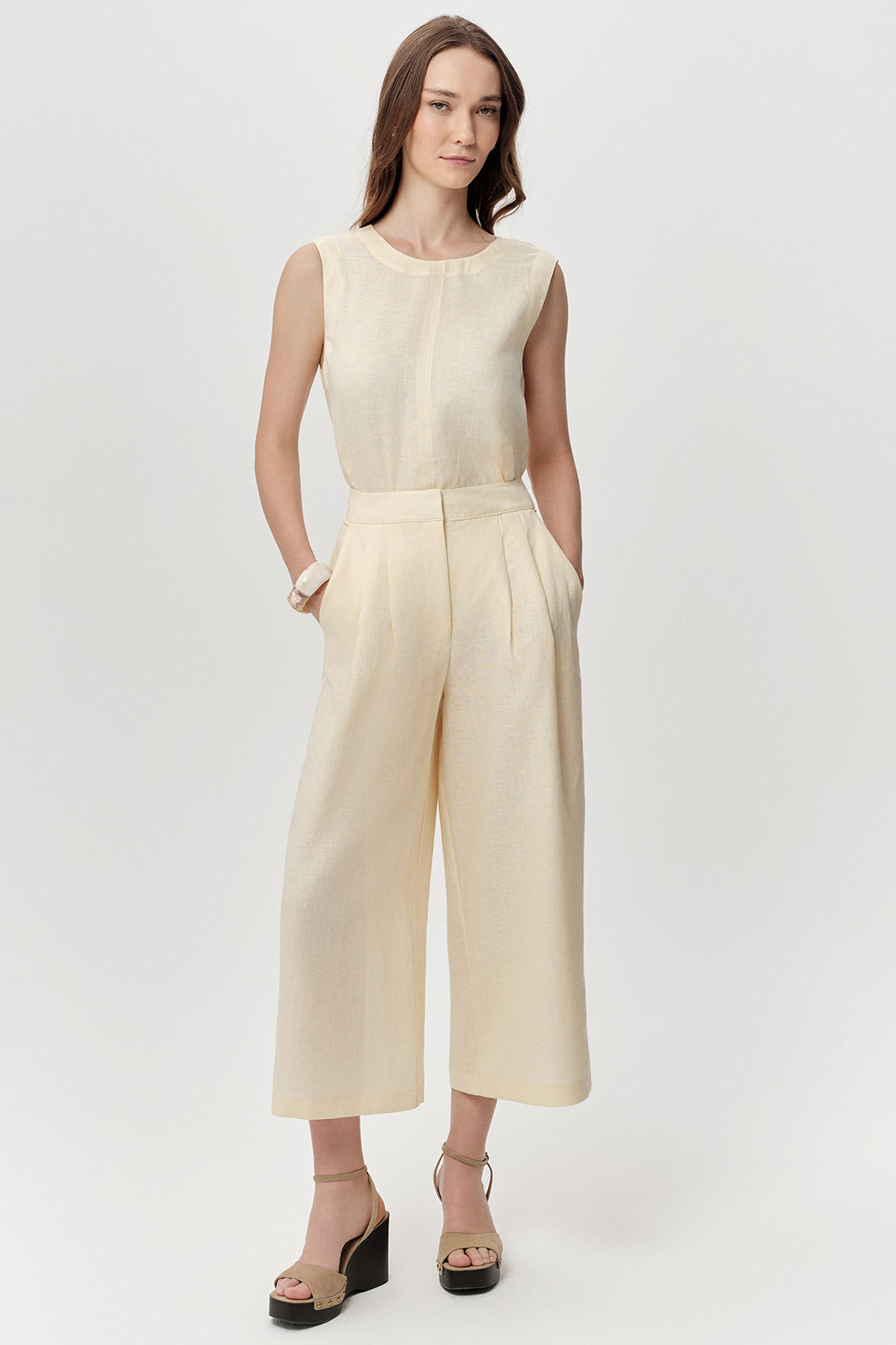 Linen Pants with Pockets - YELLOW