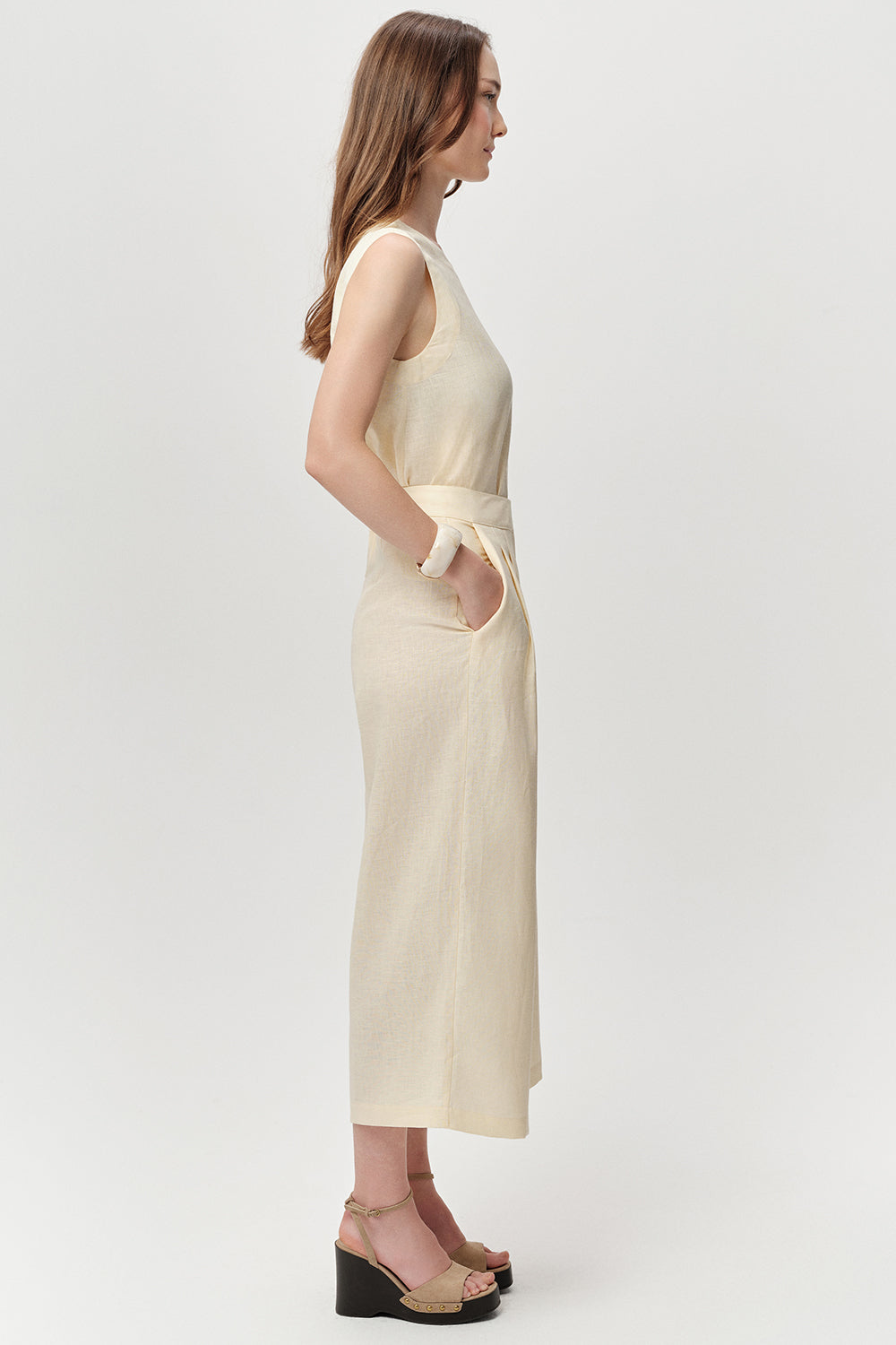 Linen Pants with Pockets - YELLOW