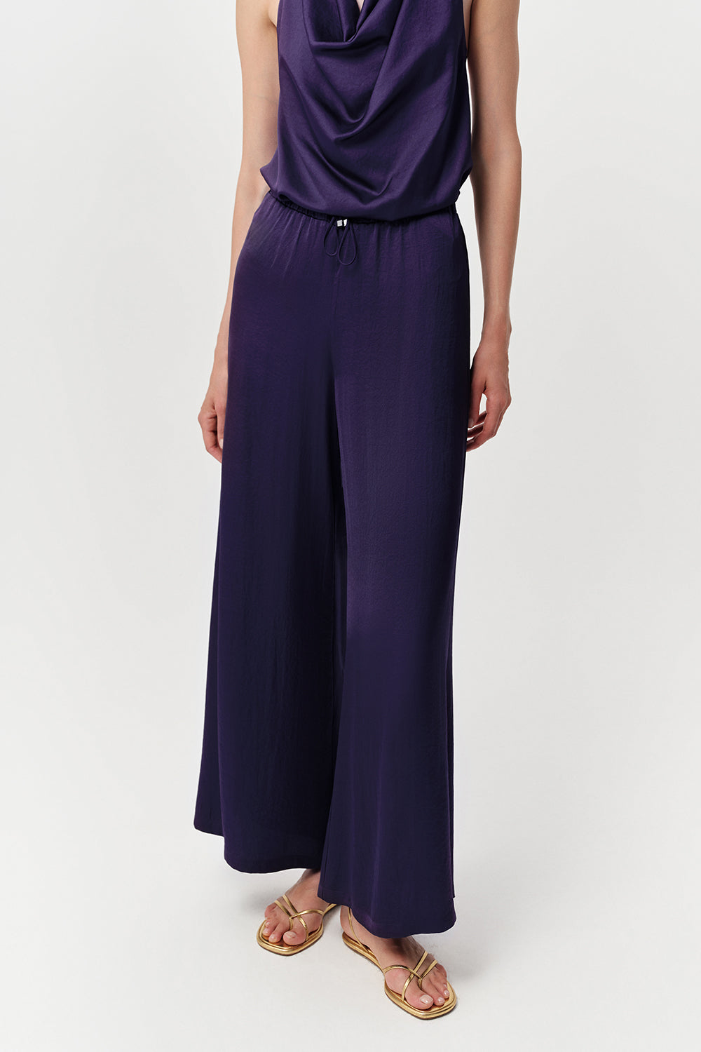 Wide Leg Pants - NAVY BLUE