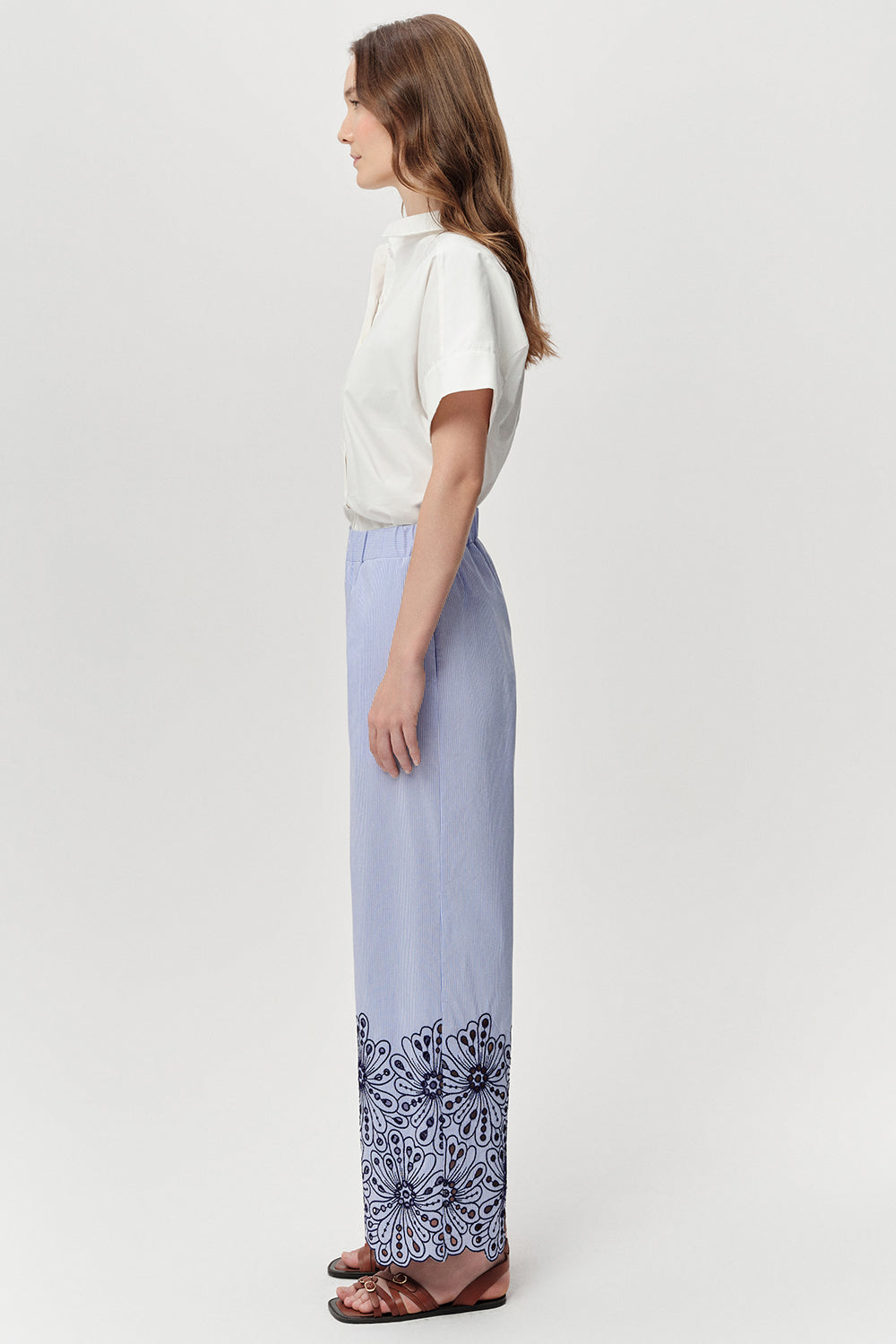 Elastic Waist Straight Leg Pants - MULTI COLOR