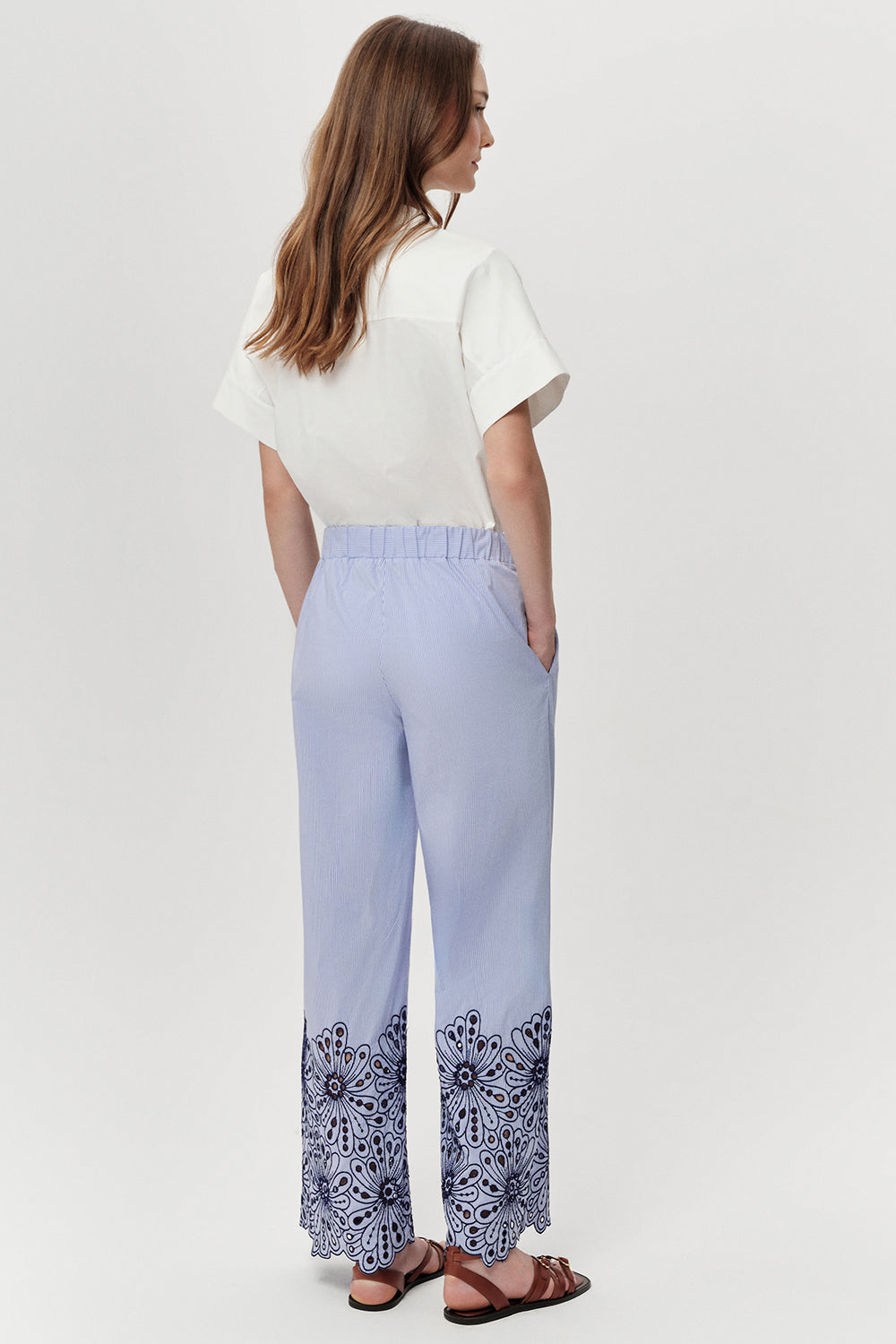 Elastic Waist Straight Leg Pants - MULTI COLOR