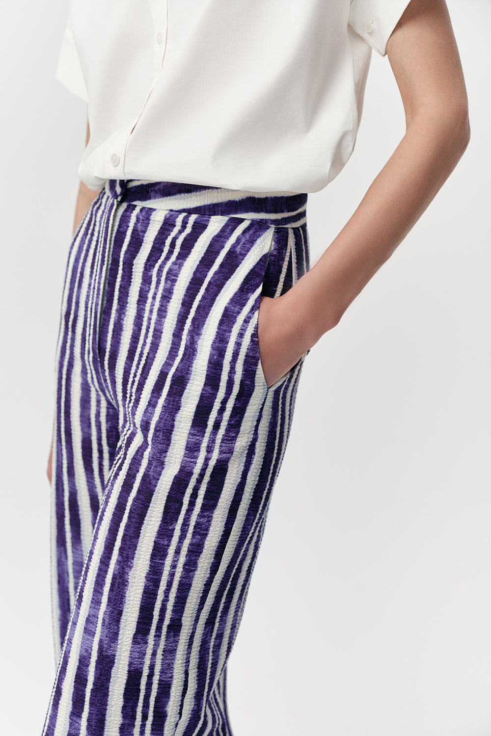 Wide Leg Pants - ROYAL BLUE-BONE