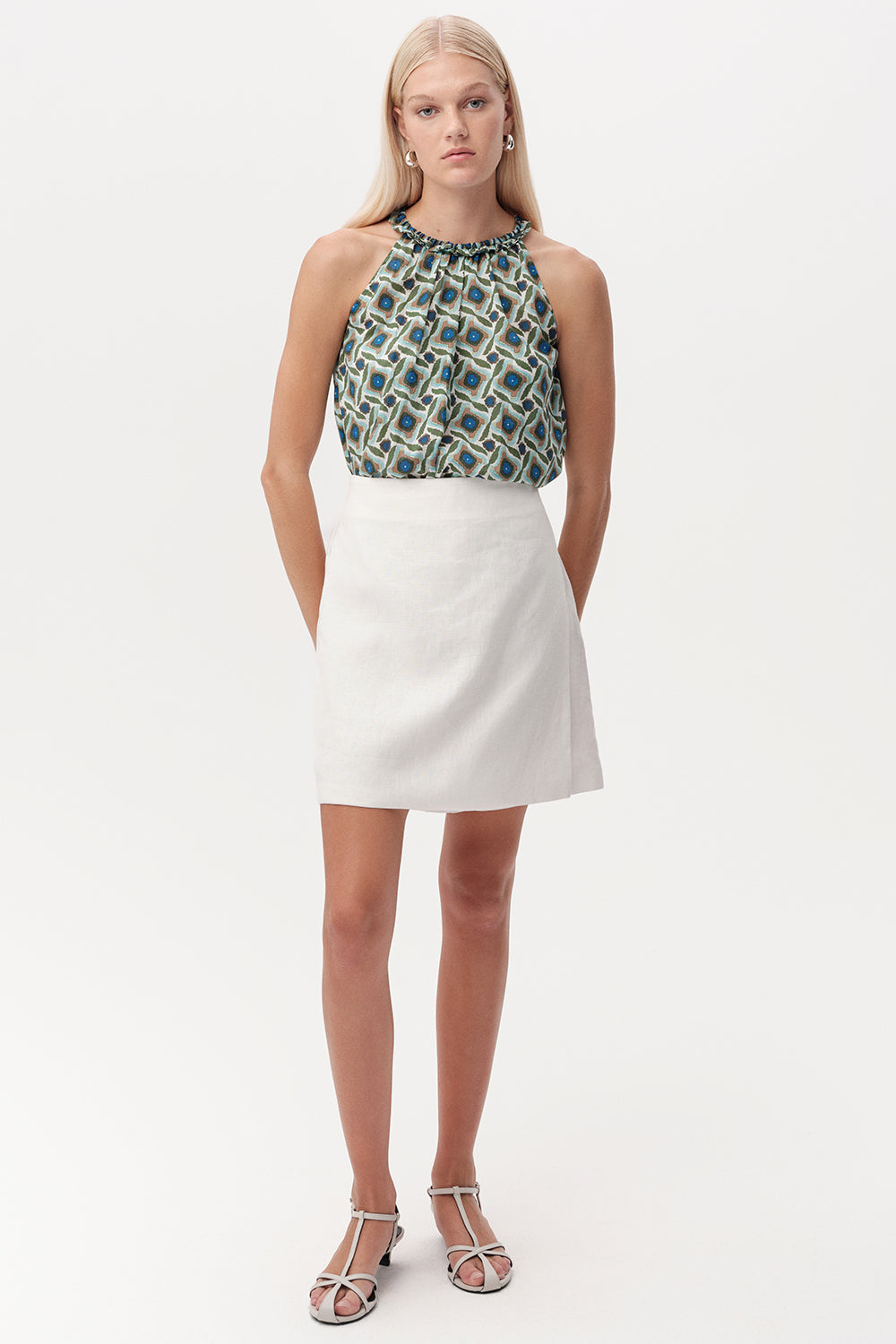 Elasticated Waist Linen Woven Shorts - WHITE