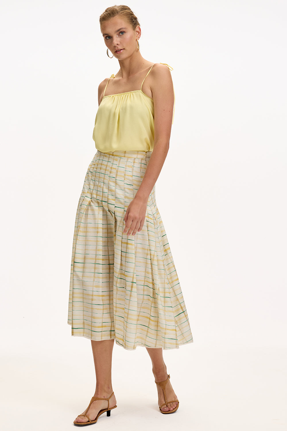 High Waist Woven Midi Skirt - MULTI COLOR