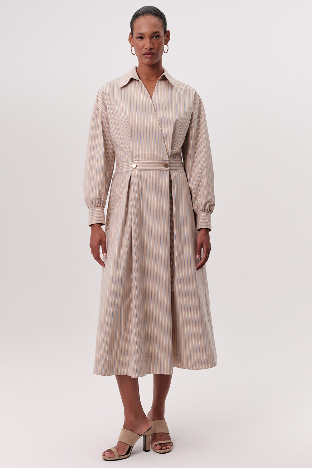 Elastic Waist Midi Dress - MULTI COLOR