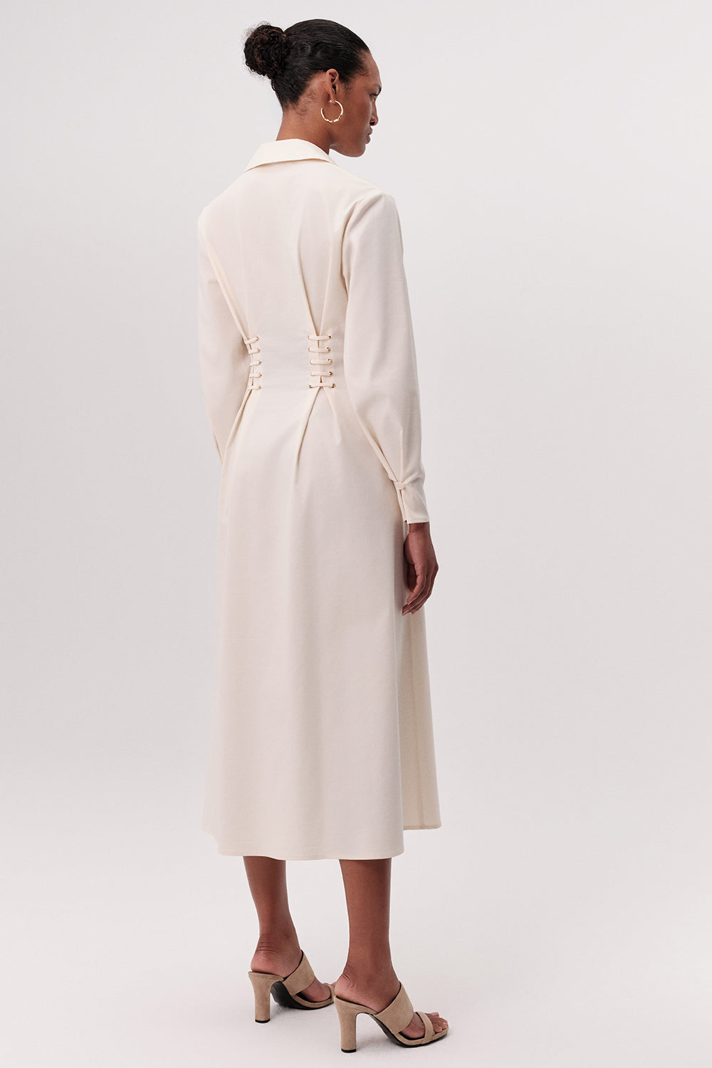 Midi Shirt Dress - CREAM