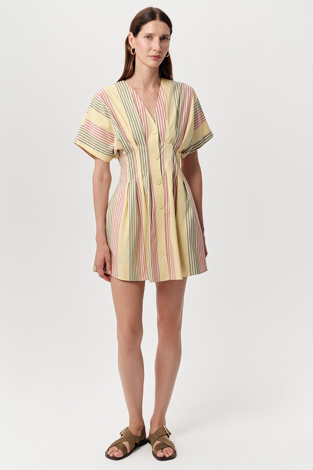 colored mini dress Vonne V Neck Pocketed Fitted LINENBLEND Ella Apparel Quaouag Loafers for Women Color:Ivory Grape