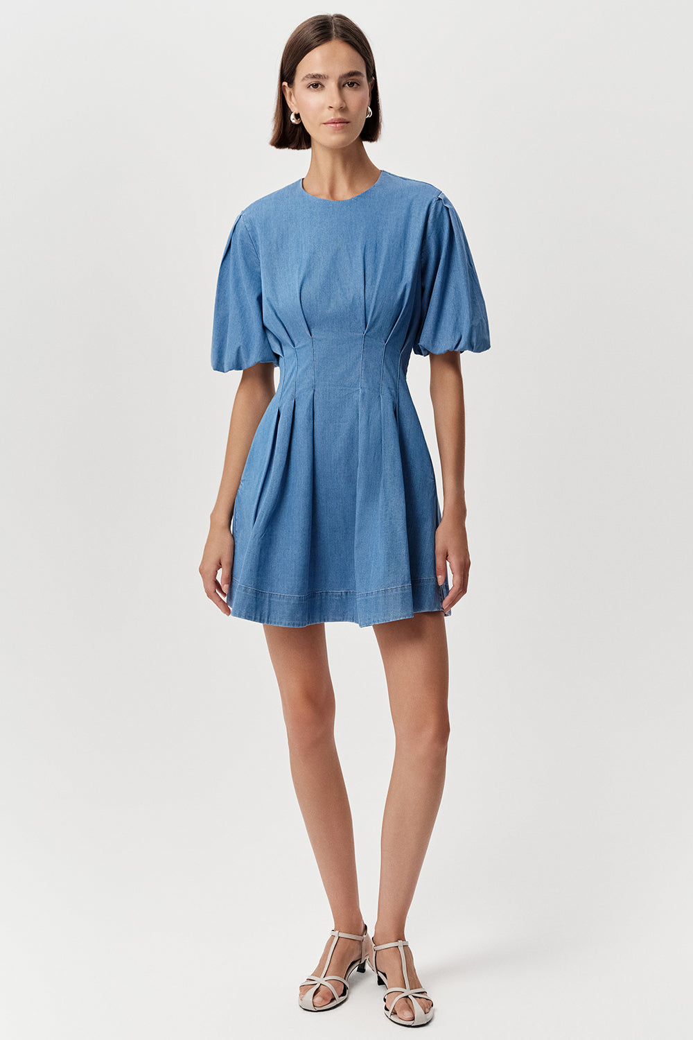 Briella Crew Neck Fitted Mini Dress- Blue 10 / Blue