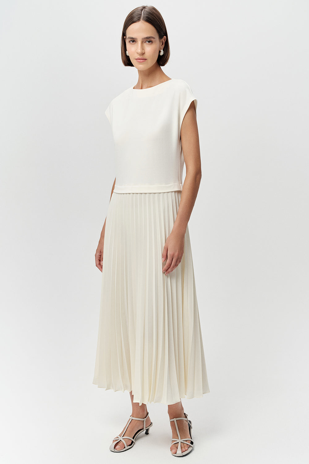 Crew Neck Midi Dress - ECRU