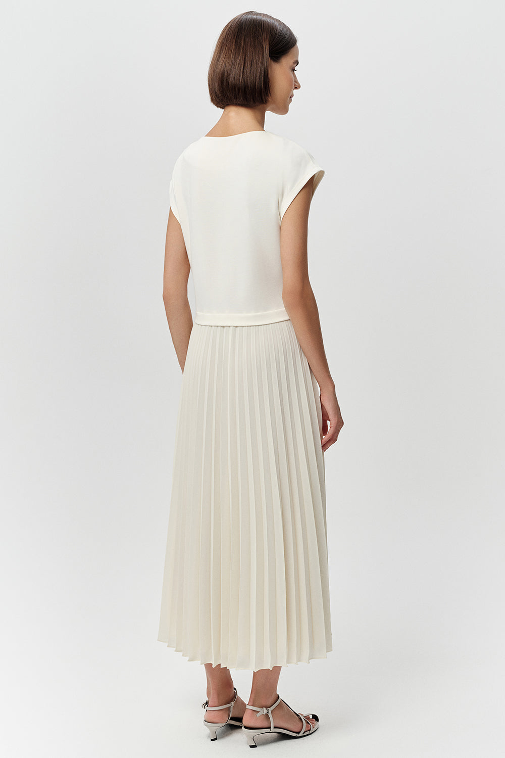Crew Neck Midi Dress - ECRU