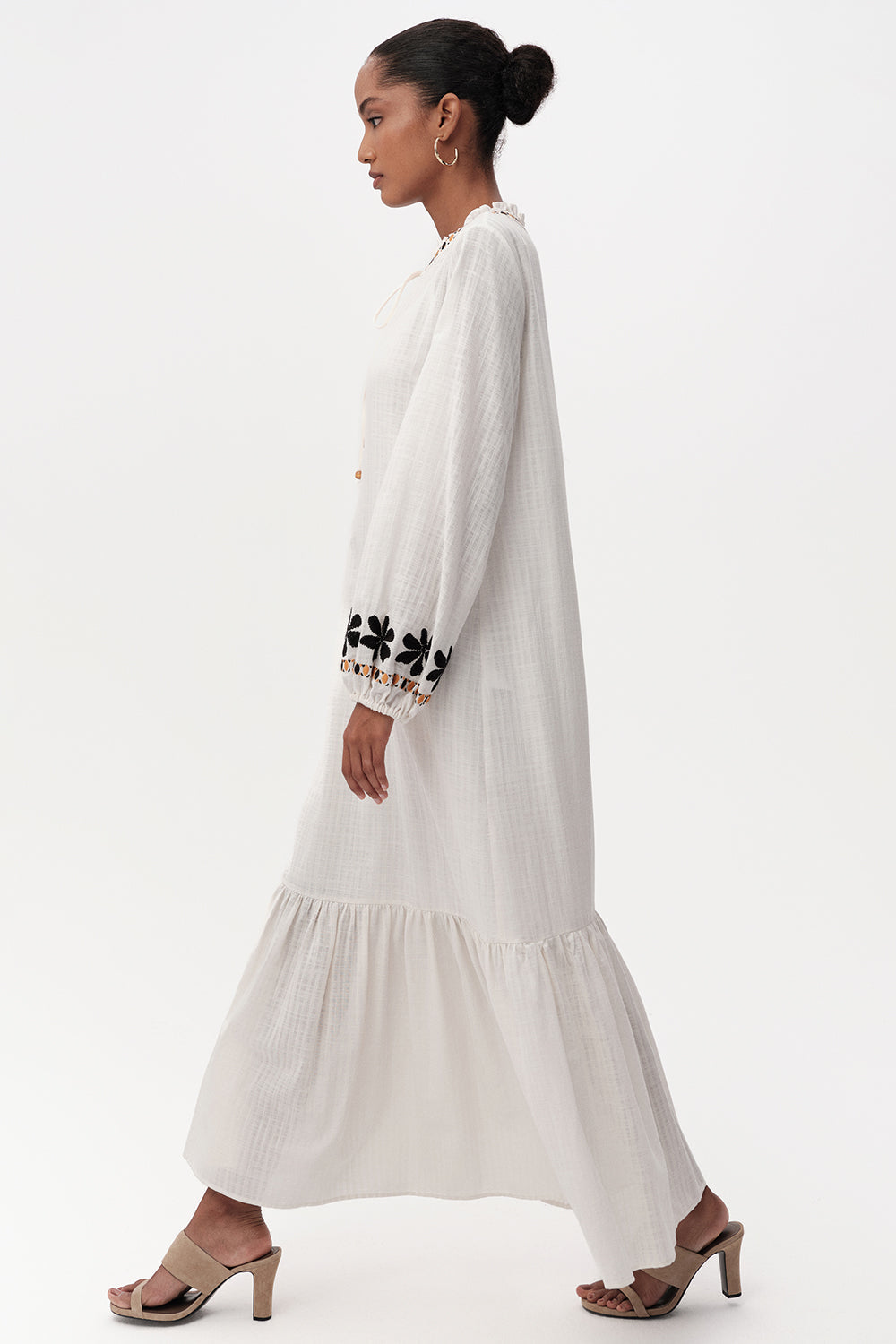 Long Sleeve Midi Dress - ECRU