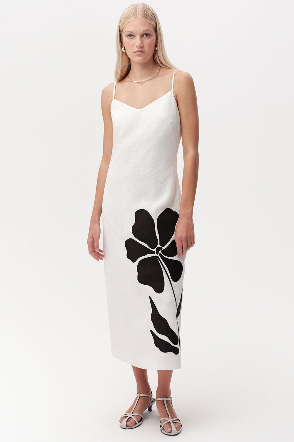 white linen spaghetti strap dress Cannon Midi Color:HIBISCUS taupe dress Line Maxi Dress with 2025 cross-border Amazon elegant