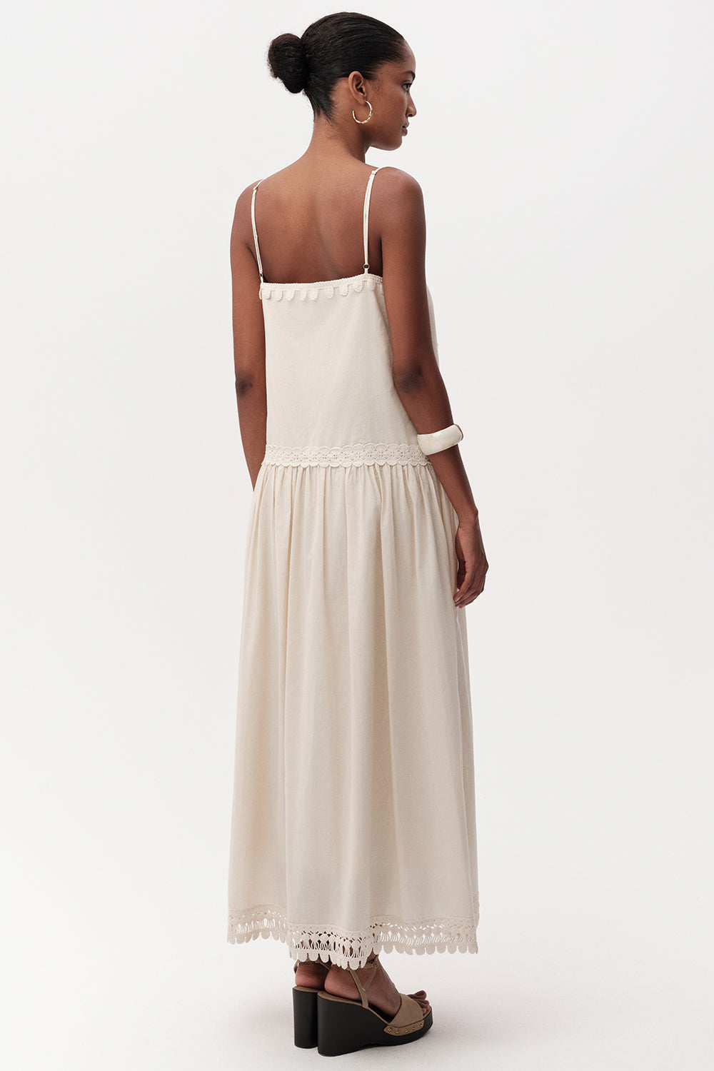 Spaghetti Strap Midi Dress - BEIGE