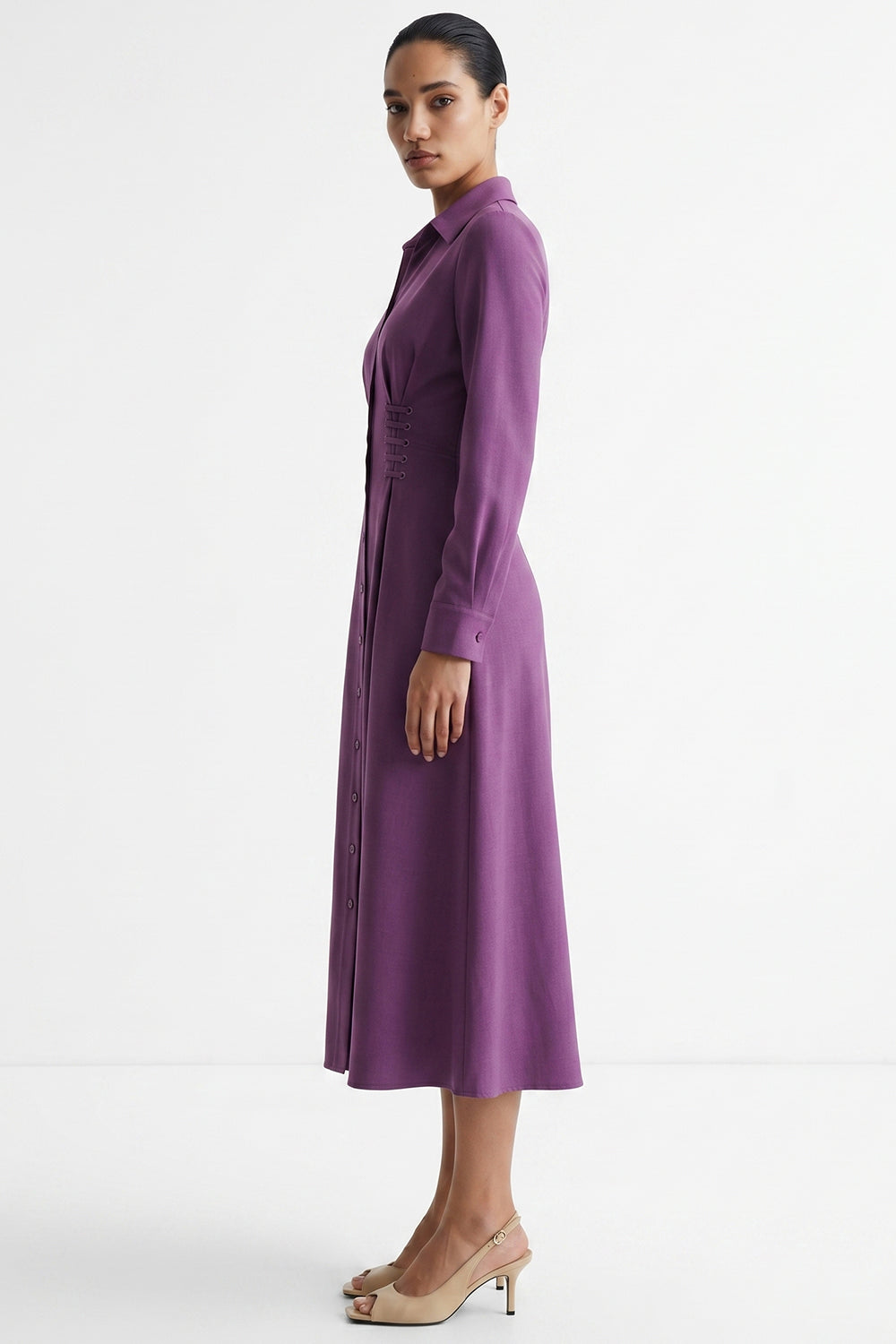 Midi Shirt Dress - LILAC