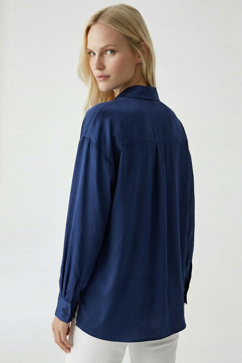 Fleurette Long Sleeve Shirt - NAVY