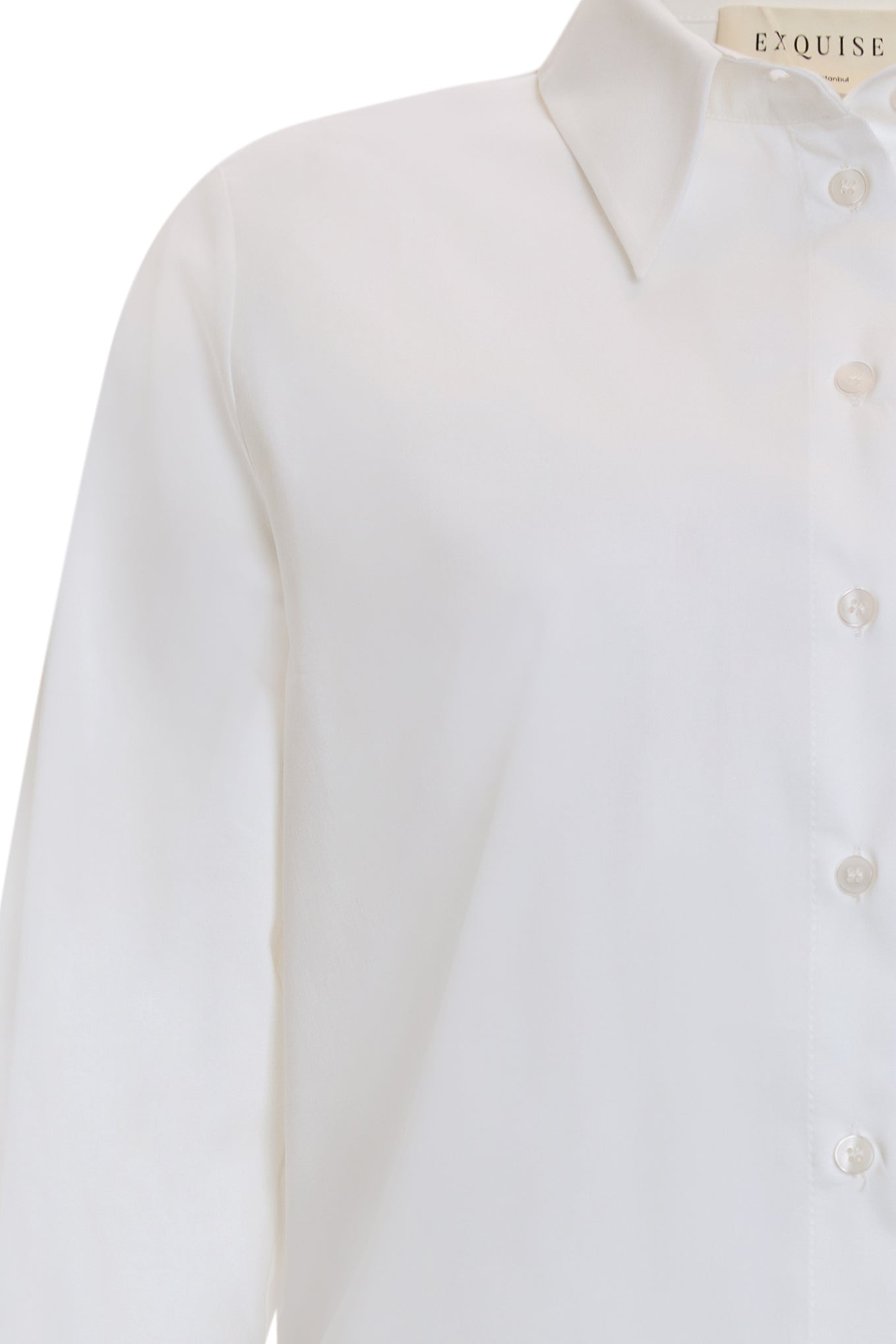 Long Sleeve Buttoned Woven Bone-Colored Shirt