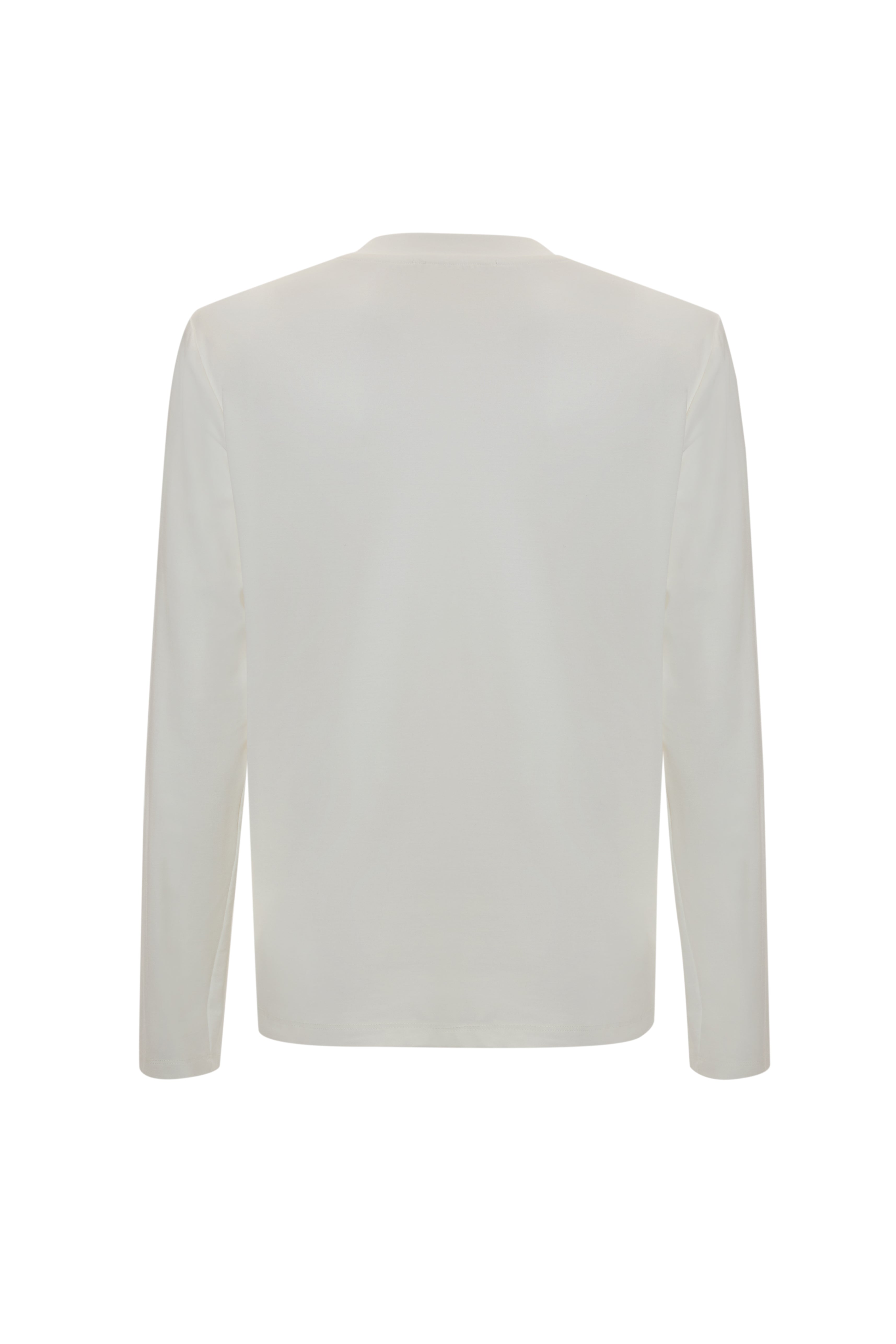 Crew Neck Embroidered Woven Blouse - Ecru