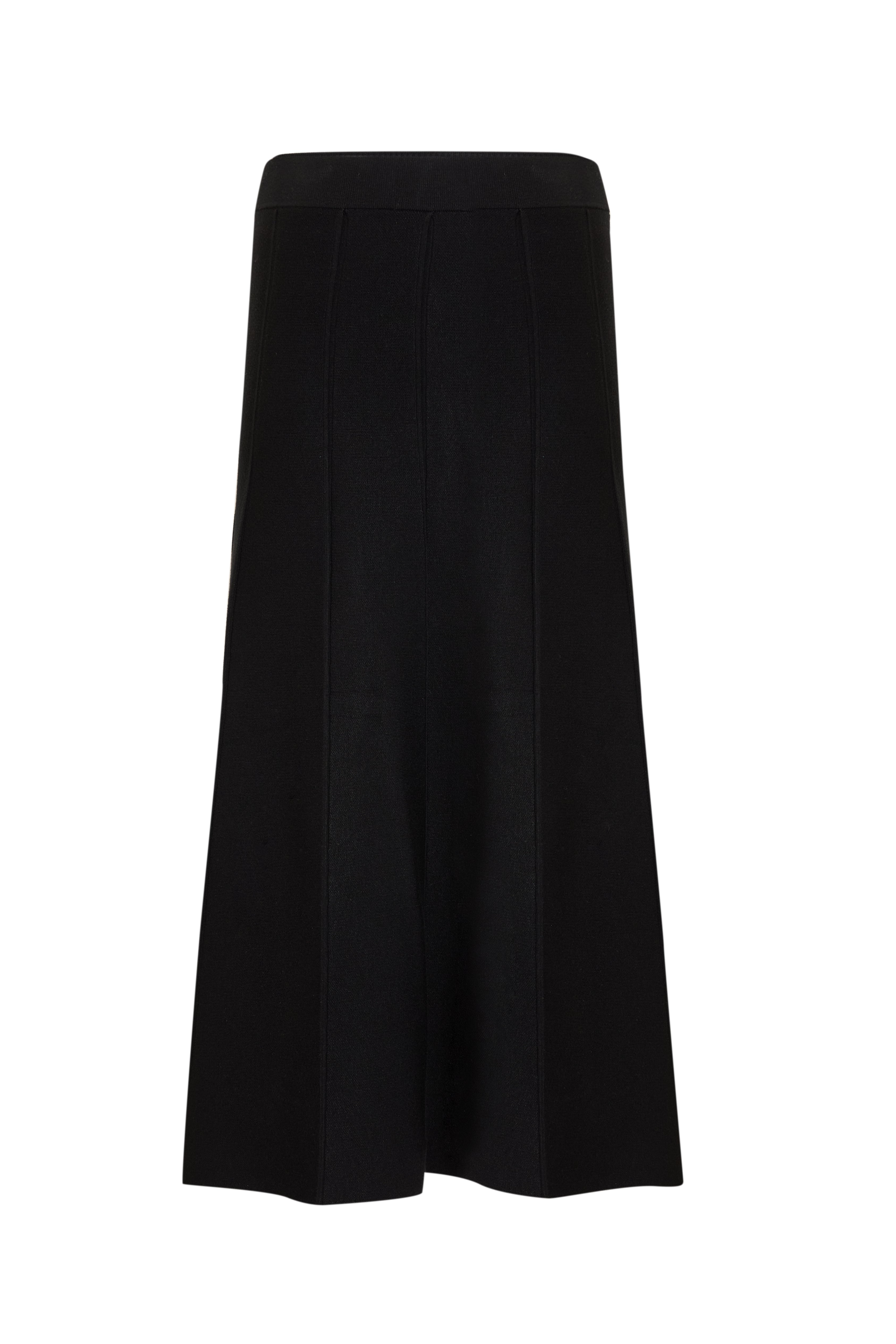 High Waist Black Regular Knit Midi Skirt
