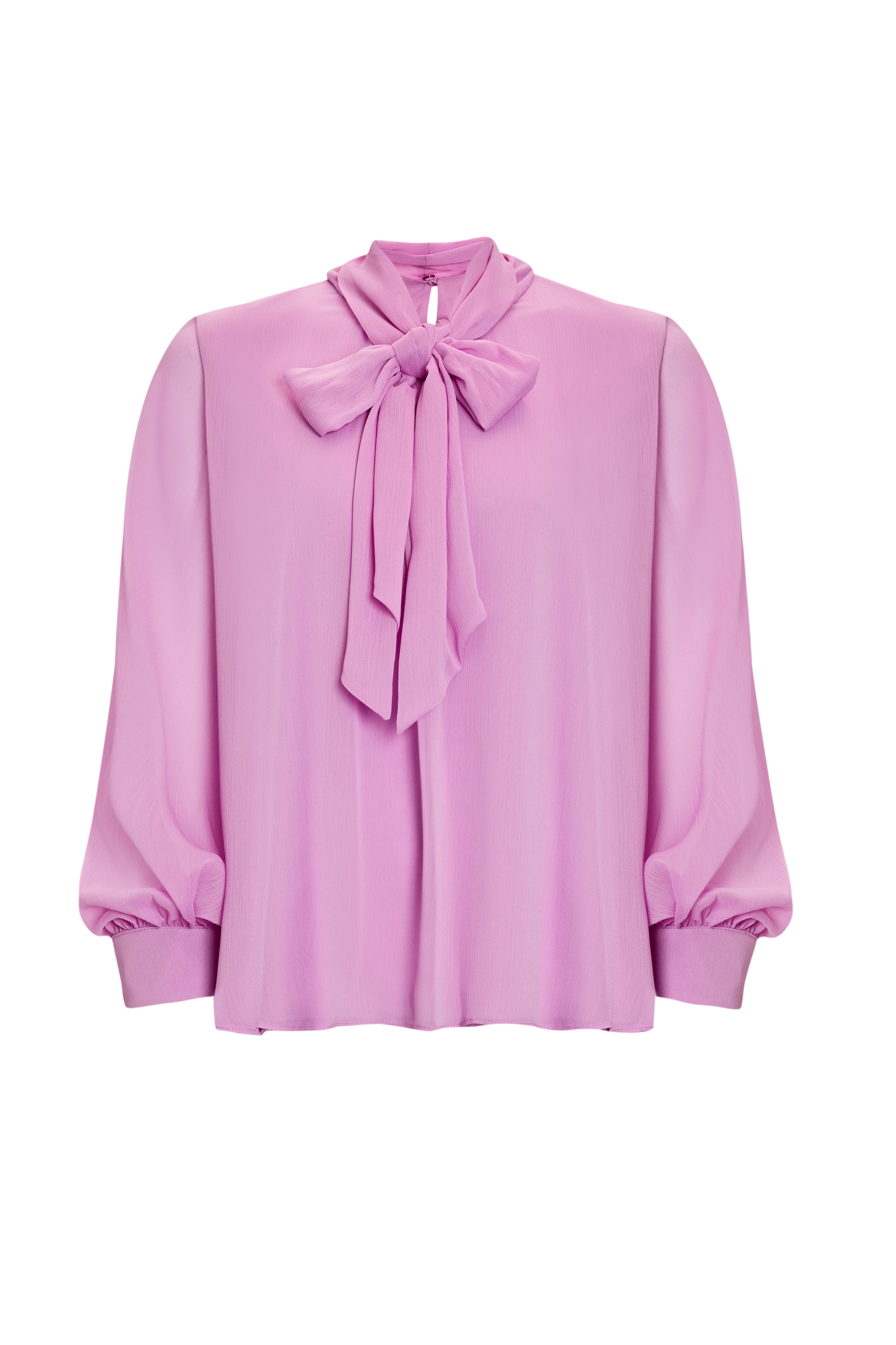 Patterned Scarf Neck Long Sleeve Regular Blouse